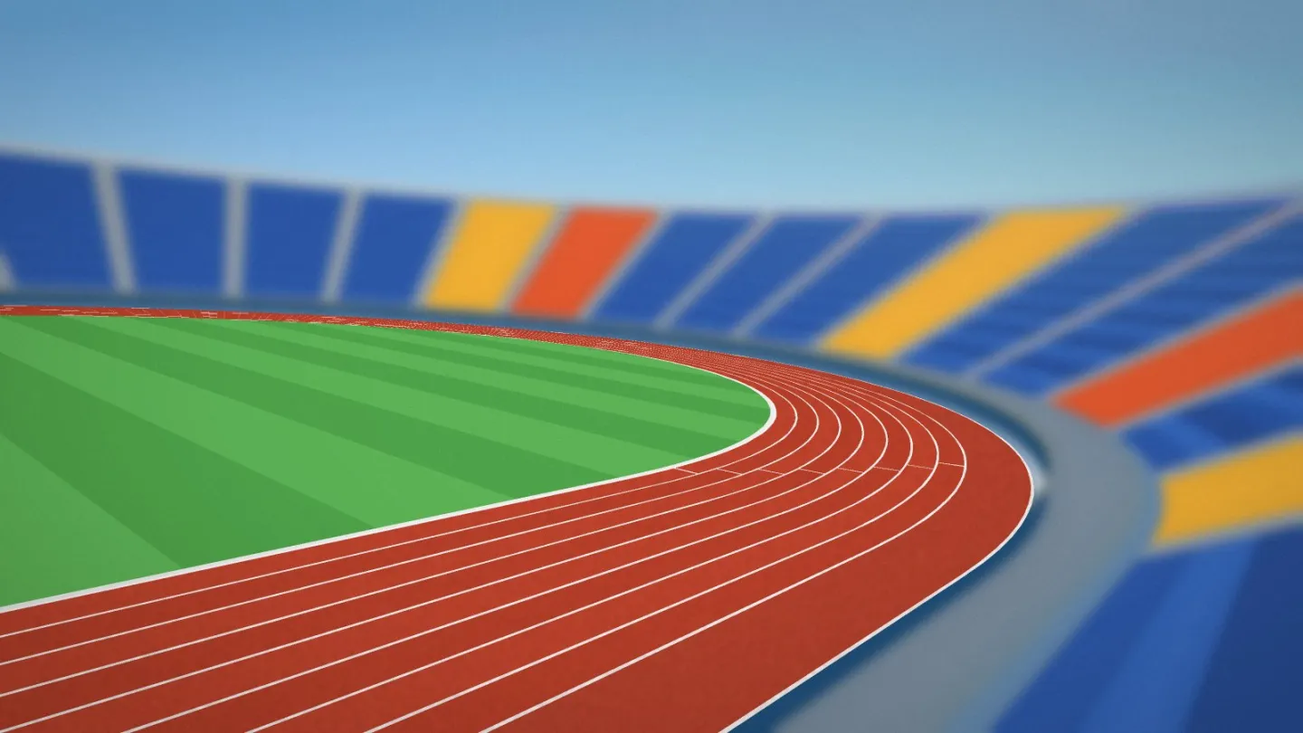 Stadiondakı qaçış zolaqları.